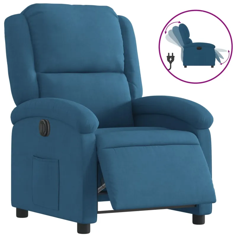 vidaXL Sillón reclinable eléctrico de terciopelo gris claro - Sofás sillones puffs