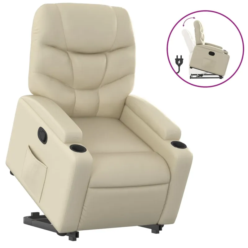 vidaXL Sillón reclinable elevable cuero sintético marrón - Sofás sillones puffs