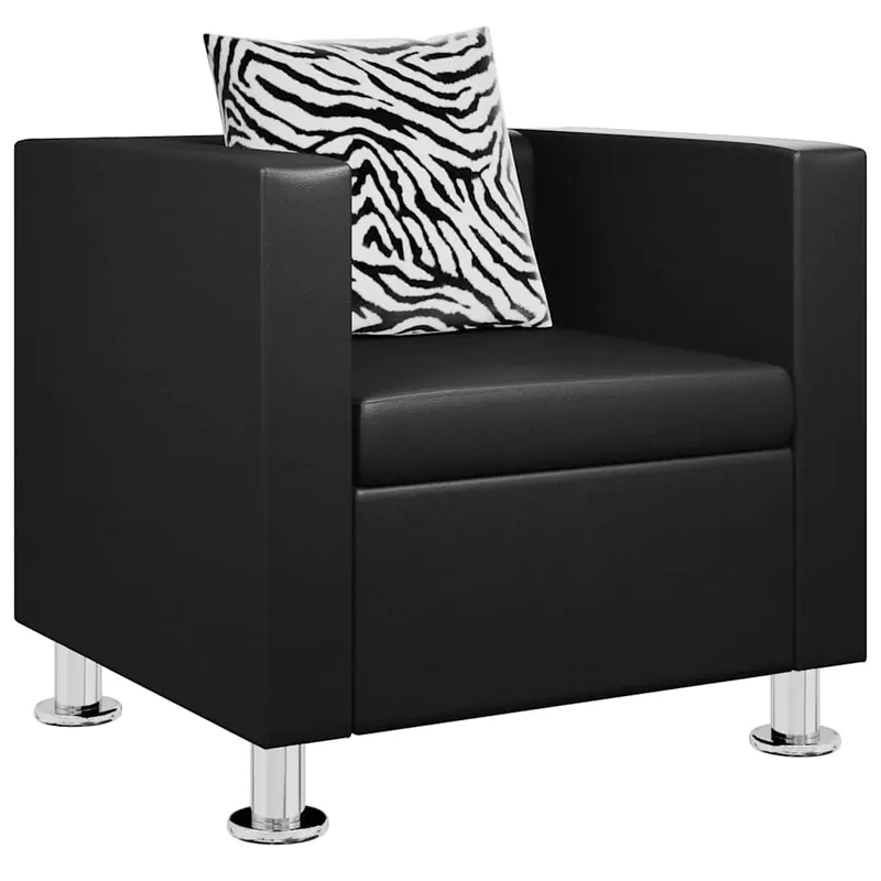 vidaXL Sillón de cuero sintético negro - Sofás sillones puffs