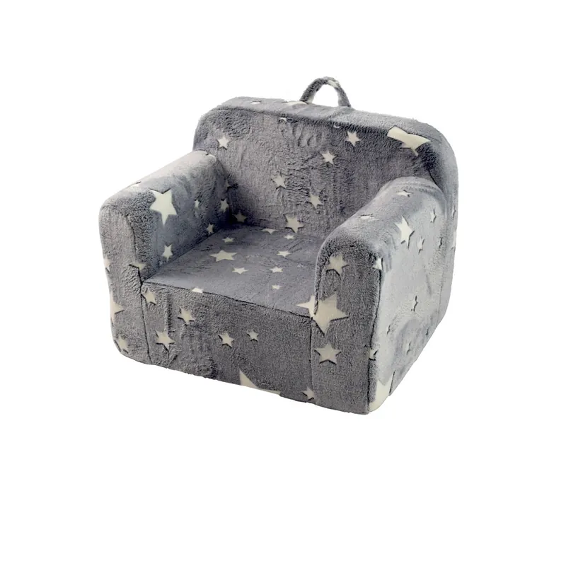 Sofá infantil - con asas y bolsillos laterales, ligero, silla de espuma - gris