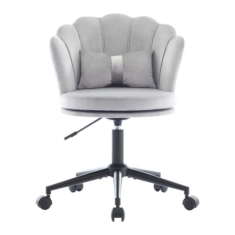 Silla de vestir - Diseño moderno - Respaldo en forma de pétalos, cojín lumbar en forma de mariposa, altura ajustable, cojín suave - Beige