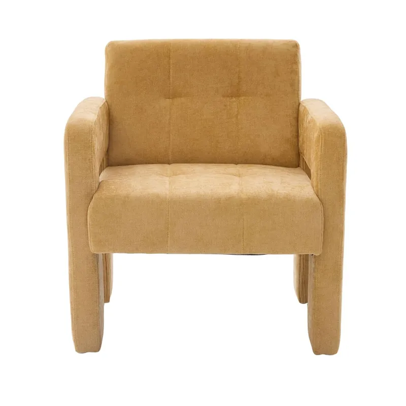 Sillón individual - tapizado acolchado estilo nórdico - amarillo mostaza