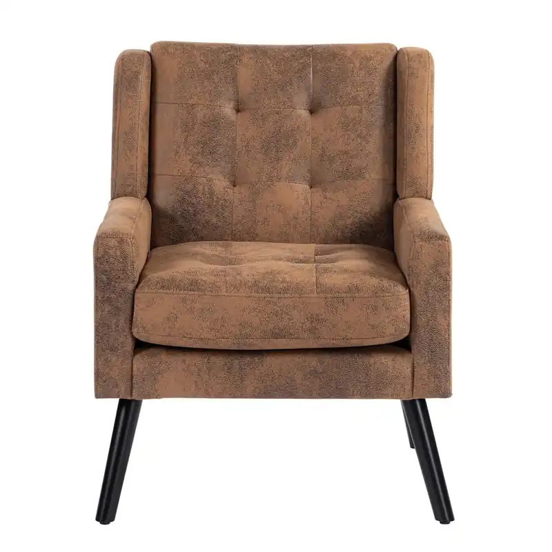 Sillón tapizado mediano - estilo Mid-Century, cojín de alta densidad, patas de madera - Amarillo