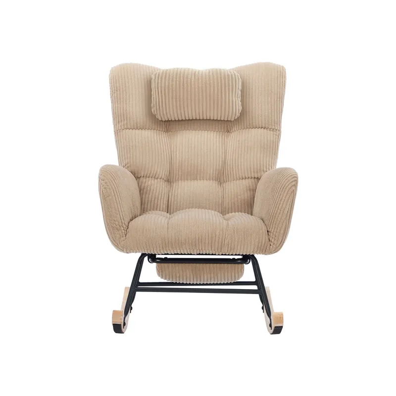 Sillón mecedora - Moderno, con respaldo alto, cojín lumbar y asiento acolchado - Marrón