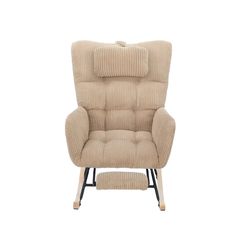 Sillón mecedora - Moderno, con respaldo alto, cojín lumbar y asiento acolchado - Marrón