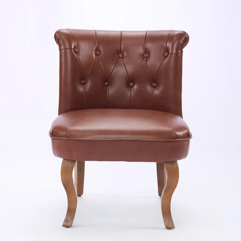 Sillón individual - cuero auténtico, patas de madera maciza - gris