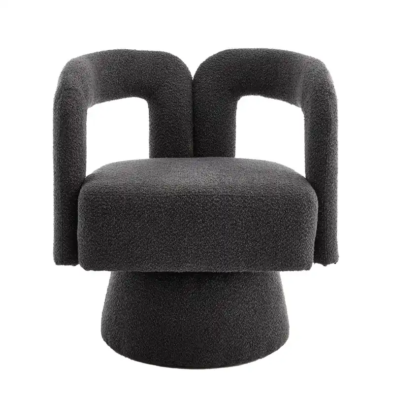 Sillón giratorio 360 grados - Silla redonda con amplia acolchonada - Beige