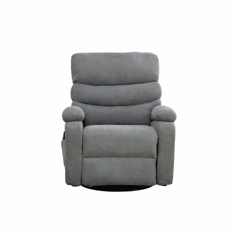 Sillón relax eléctrico giratorio 360° con masaje y función calor, respaldo y reposapiés reclinables ajustables con bolsillos laterales - Caqui claro