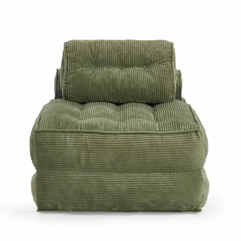 Sillón de suelo plegable 2 en 1 - Sofá cama de pana con respaldo ajustable, multifuncional para salón y dormitorio - Beige