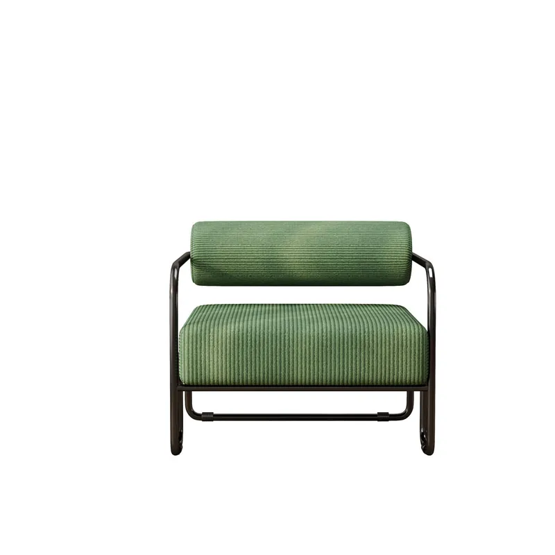 Sillón lounge moderno 68.5×73×70.5 cm - respaldo elegante, tapizado en pana suave y estructura metálica negra, diseño minimalista para salón, dormitorio u oficina - beige