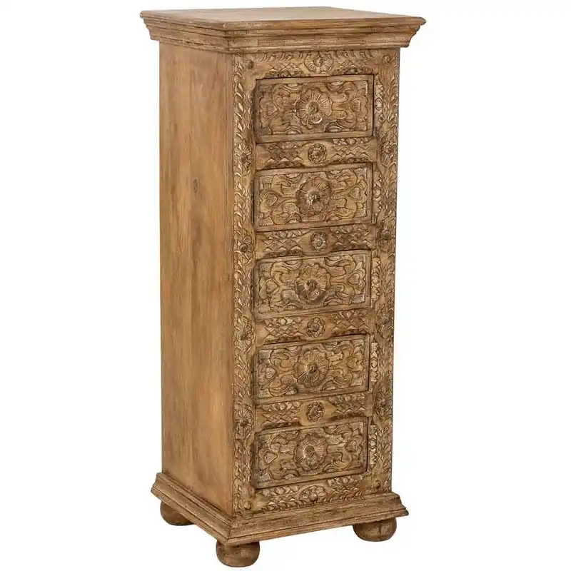 Sinfonier de madera artesanal con 5 cajones 45x40x100h cm - Muebles
