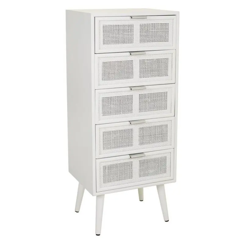 Sinfonier de madera y rejilla blanco 42x36.5x100.5 cm - Muebles