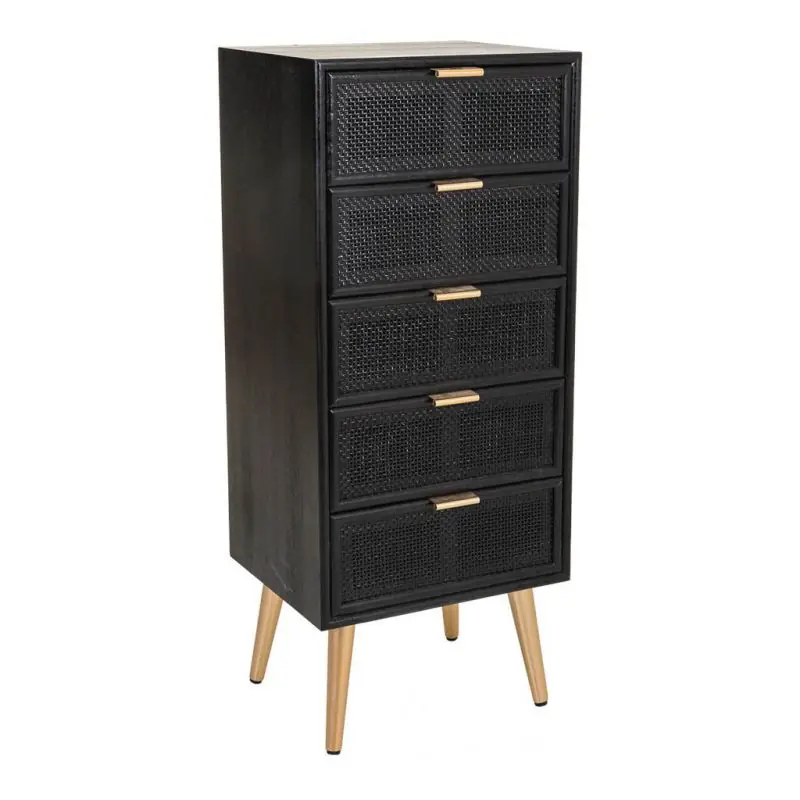 Sinfonier de madera y rejilla lacado negro 42x36,5x100,5 - Muebles
