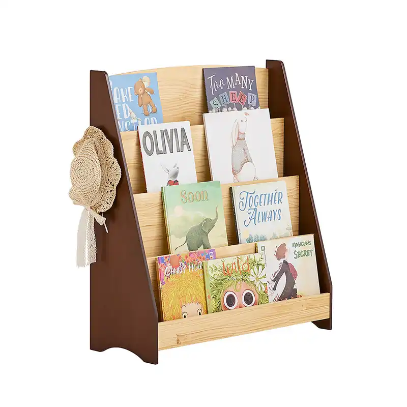 SoBuy Biblioteca Infantil Montessori 4 Niveles 2 Ganchos 91x30x89cm Natural KMB32-N