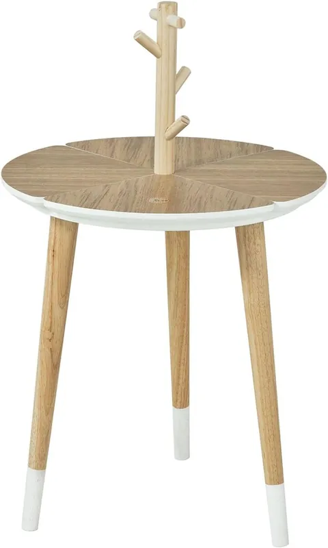 SoBuy Mesa de café redonda con soporte para tazas 40x40x66cm patas de madera de caucho FBT38-WN