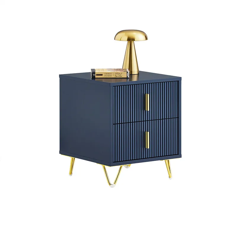 SoBuy Mesita de Noche con 2 Cajones, Mesa Auxiliar Moderna para Dormitorio y Salón, Azul, 40 x 40 x 47 cm, FBT115-B