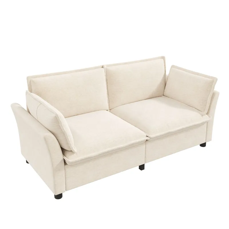 Sofá 2 plazas fija de tela,beige - Sofás sillones puffs