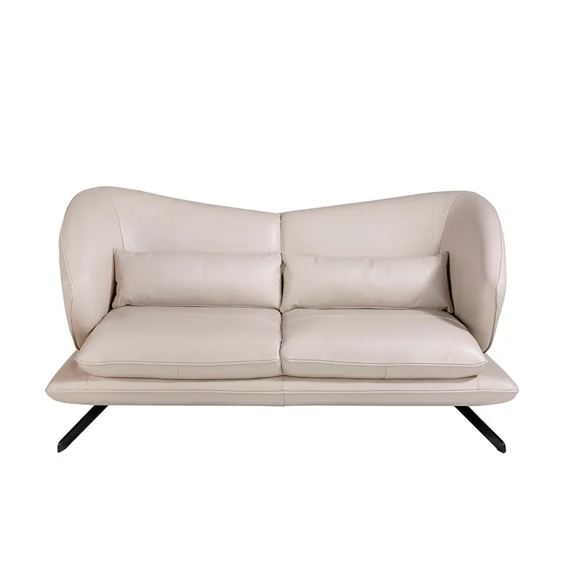 Sofá 2 plazas tapizado en piel gris taupe - Sofás sillones puffs