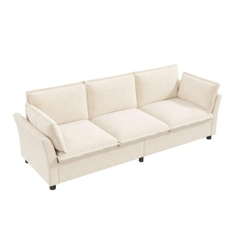 Sofá 3 plazas fija de tela,beige - Sofás sillones puffs