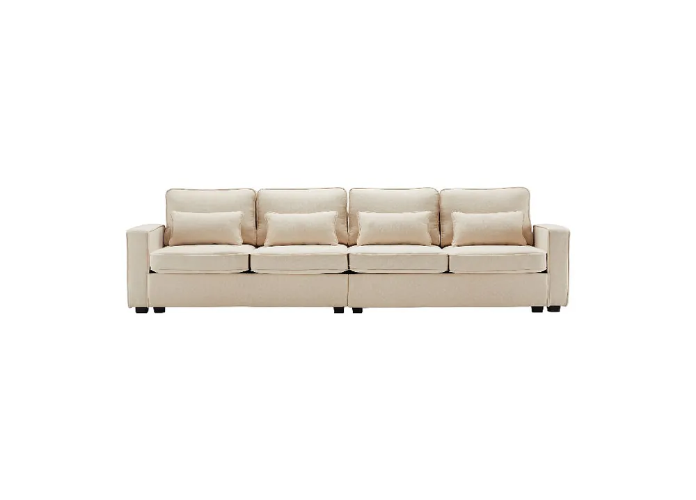Sofá 4 plazas de lino,beige - Sofás sillones puffs
