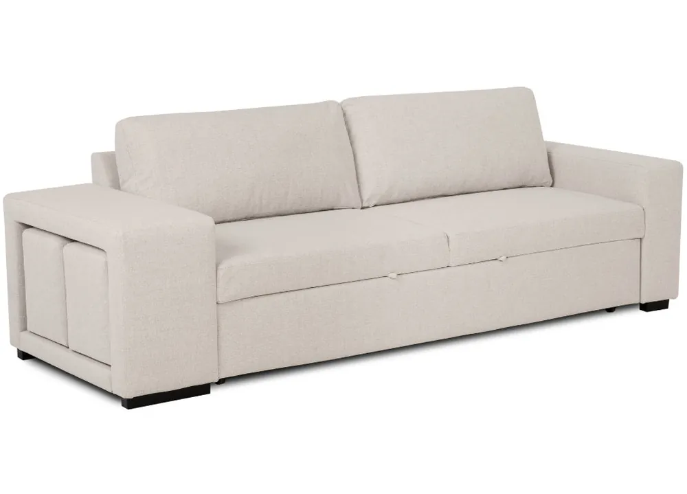 Sofá-Cama BUDWING Avery Beige c/ 2 Pufs - 3 Plazas - 248x117x90 cm