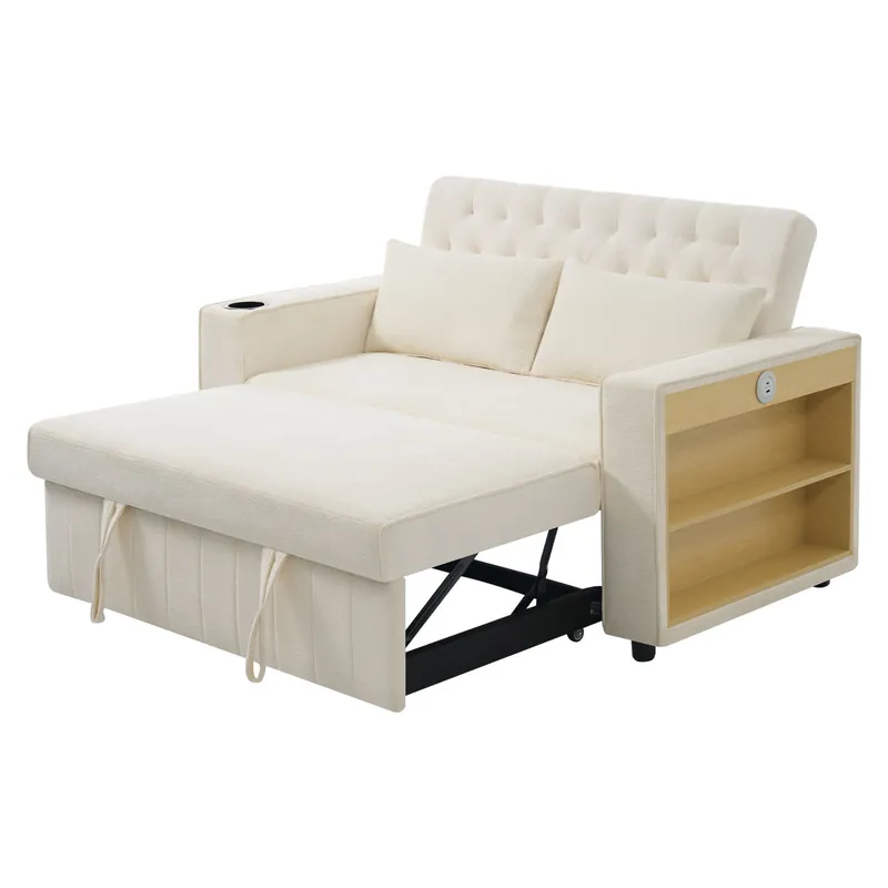 Sofá cama 2 plazas convertible de tela,beige - Sofás sillones puffs
