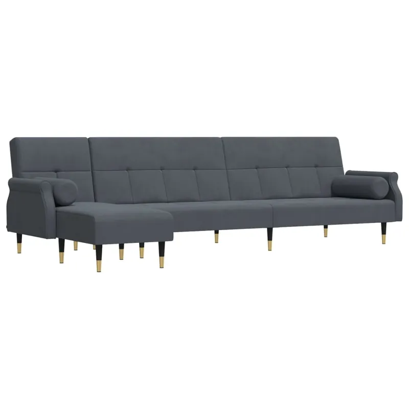 vidaXL Sofá cama en forma de L terciopelo gris oscuro 271x140x70 cm - Sofás sillones puffs