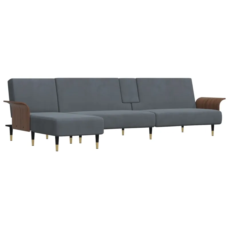 vidaXL Sofá cama en forma de L terciopelo gris oscuro 279x140x70 cm - Sofás sillones puffs