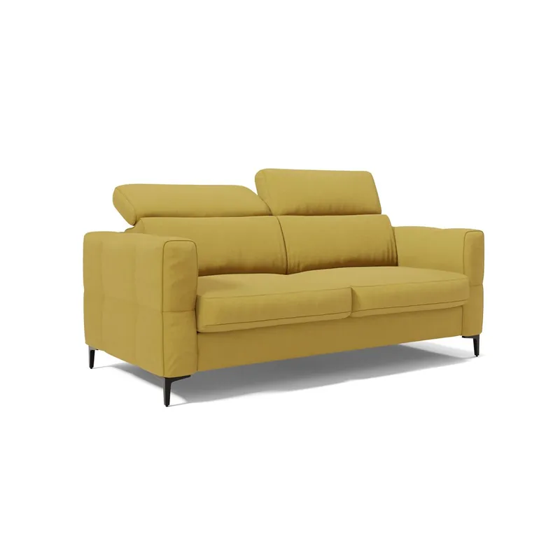 Gardenia Sofá cama con colchón H18 cm en tejido impermeable 198 cm (mat. 140x197) Amarillo - Sofás sillones puffs