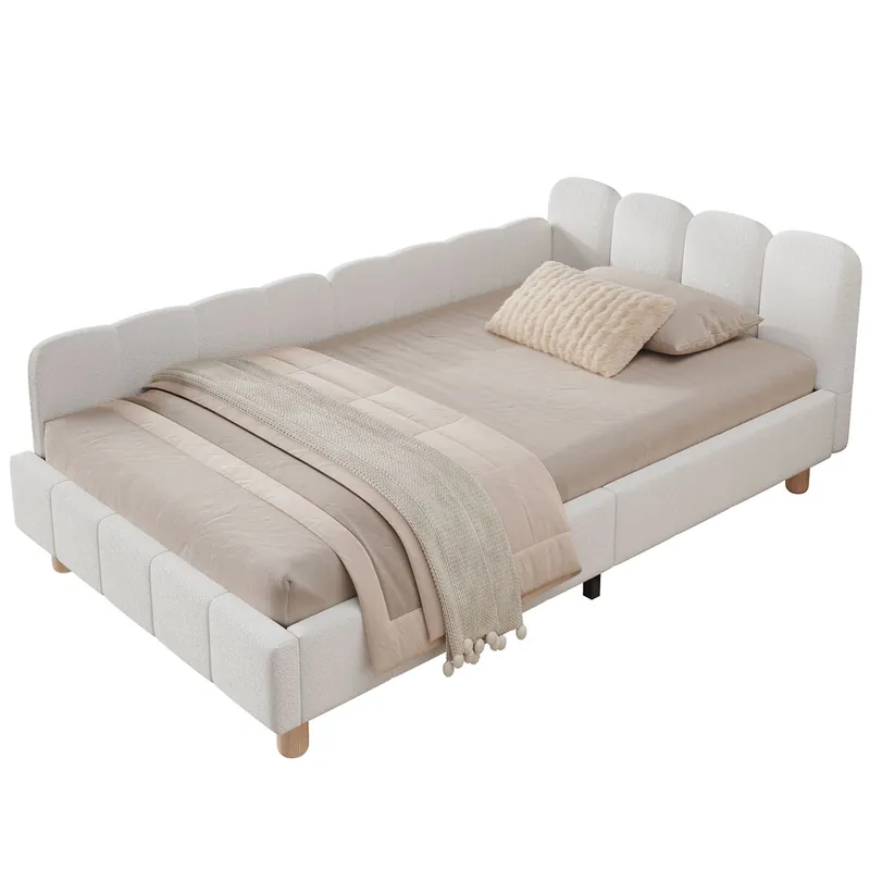 Sofá cama individual fija 90x200 cm de terciopelo,beige - Descanso