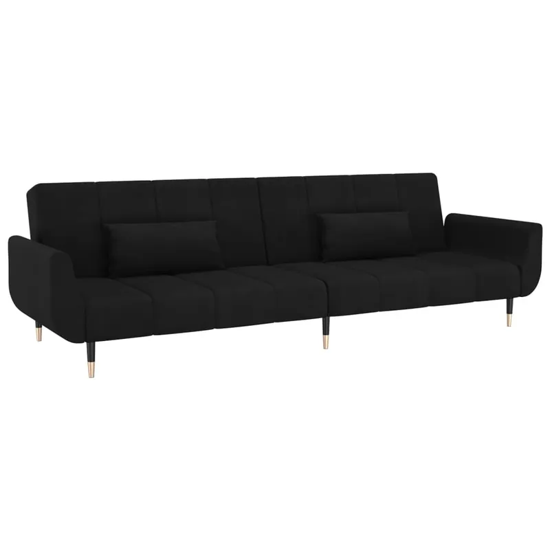 vidaXL Sofá cama de 2 plazas con dos cojines terciopelo crema - Sofás sillones puffs