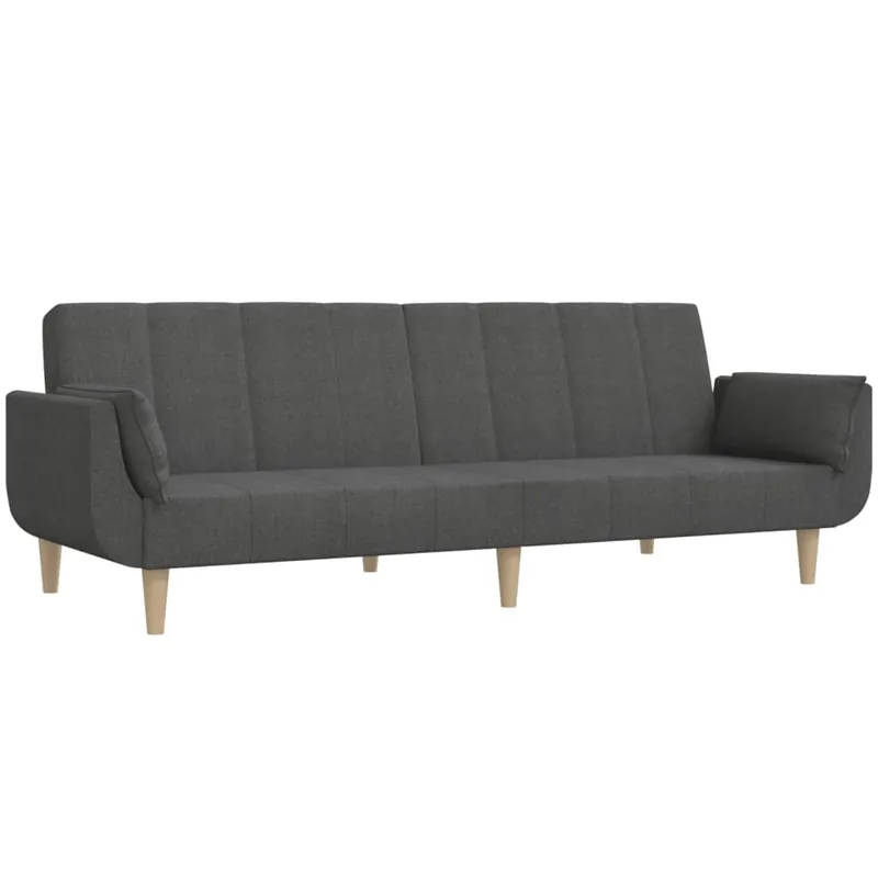 vidaXL Sofá cama de 2 plazas con dos almohadas tela gris oscuro - Sofás sillones puffs