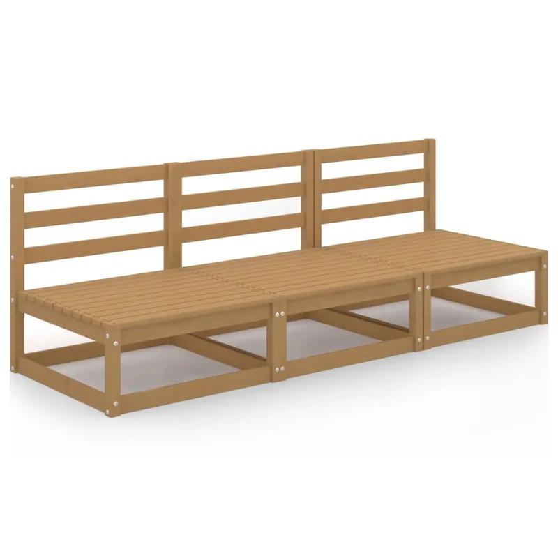 vidaXL Sofá de jardín de 3 plazas marrón miel madera maciza de pino - Sofás sillones puffs