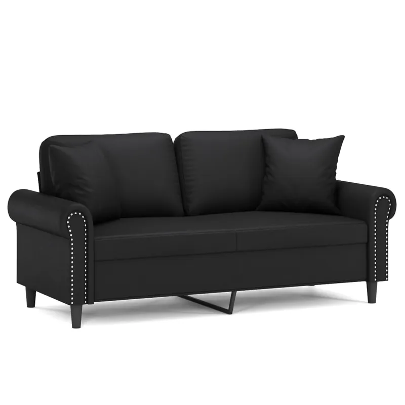vidaXL Sofá de 2 plazas con cojines cuero sintético gris 140 cm - Sofás sillones puffs