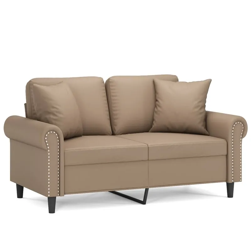 vidaXL Sofá de 2 plazas con cojines cuero sintético negro 120 cm - Sofás sillones puffs