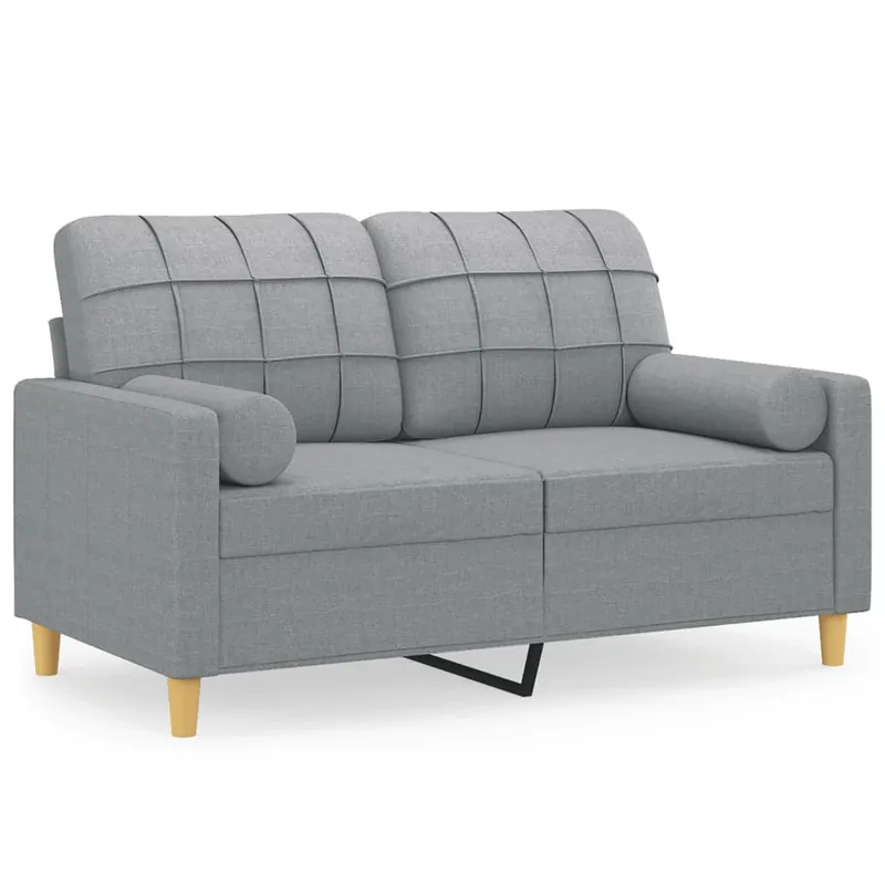 vidaXL Sofá de 2 plazas con cojines tela amarillo claro 120 cm - Sofás sillones puffs