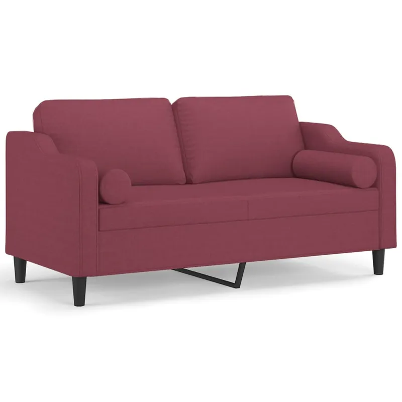 vidaXL Sofá de 2 plazas con cojines tela rojo tinto 140 cm - Sofás sillones puffs