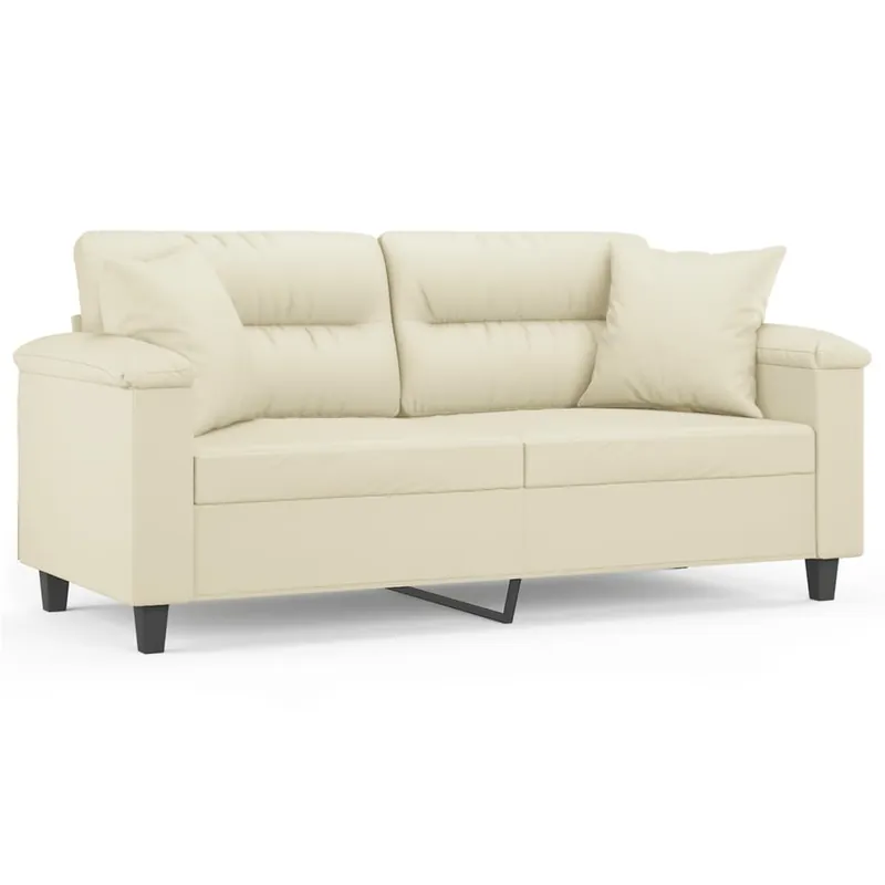 vidaXL Sofá de 2 plazas con cojines cuero sintético color crema 140 cm - Sofás sillones puffs
