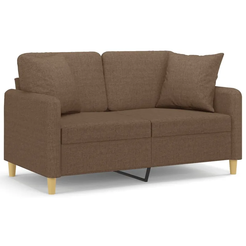 vidaXL Sofá de 2 plazas con cojines tela marrón 120 cm - Sofás sillones puffs