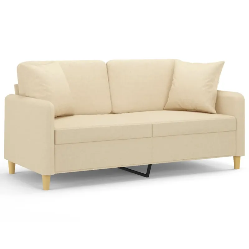 vidaXL Sofá de 2 plazas con cojines tela marrón 140 cm - Sofás sillones puffs