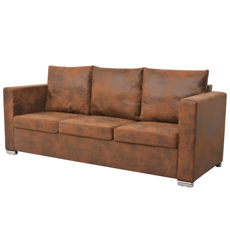 vidaXL Sofá de 3 plazas de cuero artificial de ante 191x73x82 cm - Sofás sillones puffs