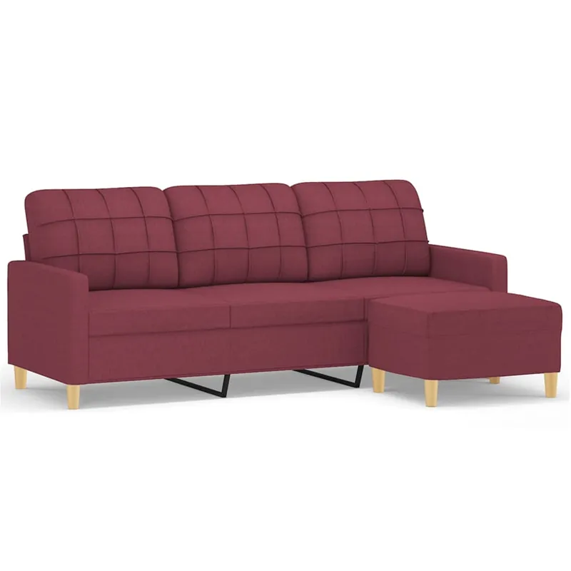 vidaXL Sofá de 3 plazas con taburete de tela gris taupe 180 cm - Sofás sillones puffs