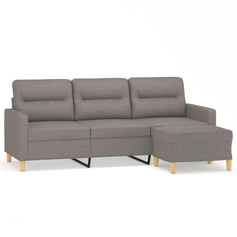 vidaXL Sofá de 3 plazas con taburete de tela amarillo claro 180 cm - Sofás sillones puffs