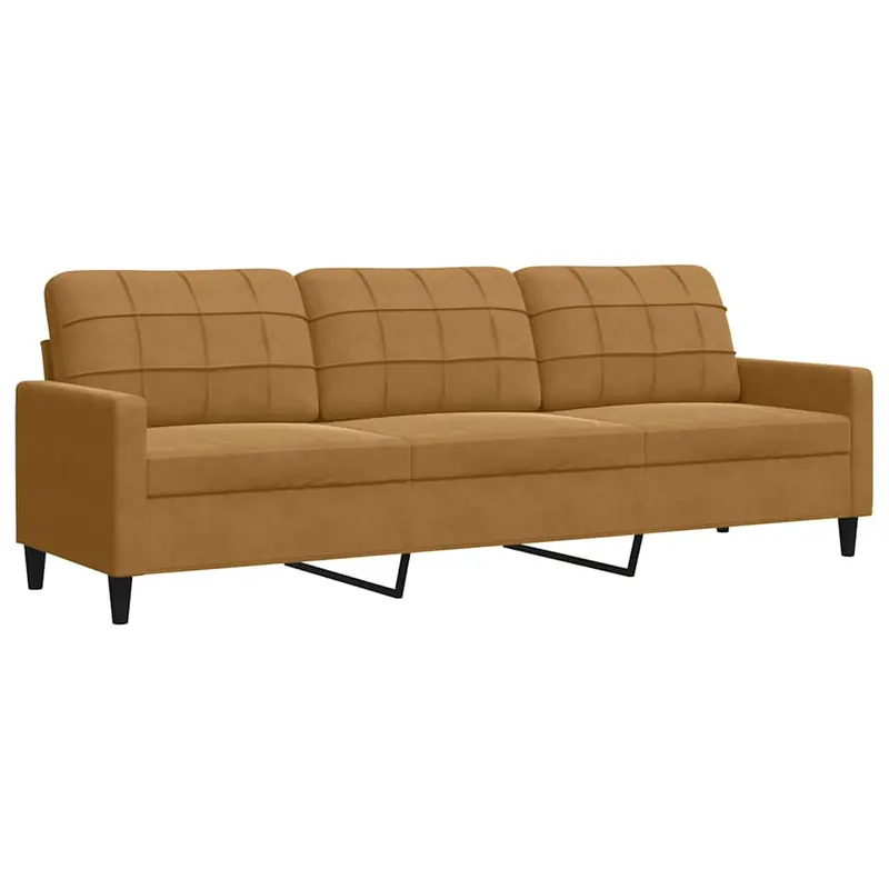vidaXL Sofá de 3 plazas terciopelo marrón 210 cm - Sofás sillones puffs