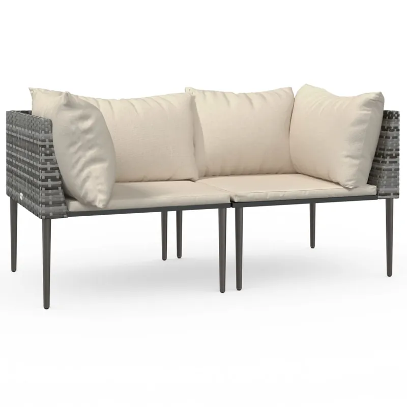 vidaXL Sofás de esquina jardín con cojines 2 uds ratán sintético gris - Sofás sillones puffs