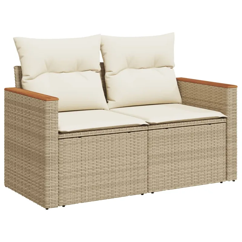 vidaXL Sofá de jardín 2 plazas con cojines ratán sintético negro - Sofás sillones puffs