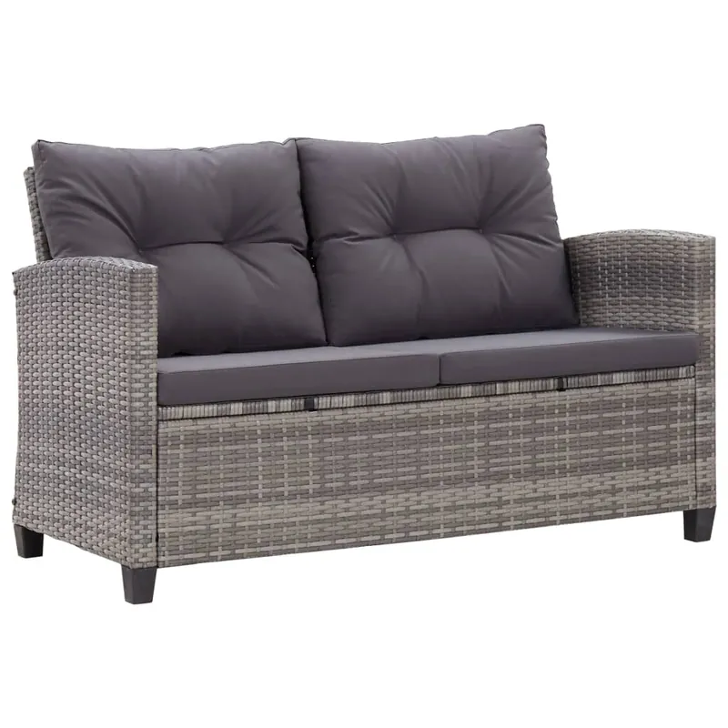 vidaXL Sofá de jardín 2 plazas y cojines ratán sintético gris 124 cm - Sofás sillones puffs