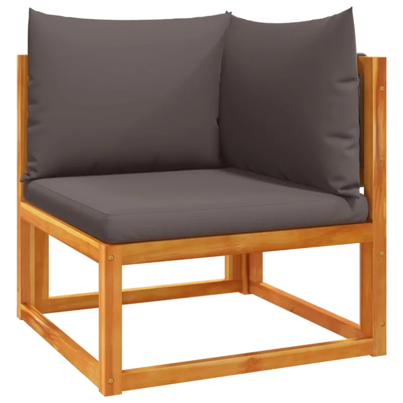 vidaXL Sofá esquinero de jardín con cojines de madera de acacia y cuerda - Sofás sillones puffs