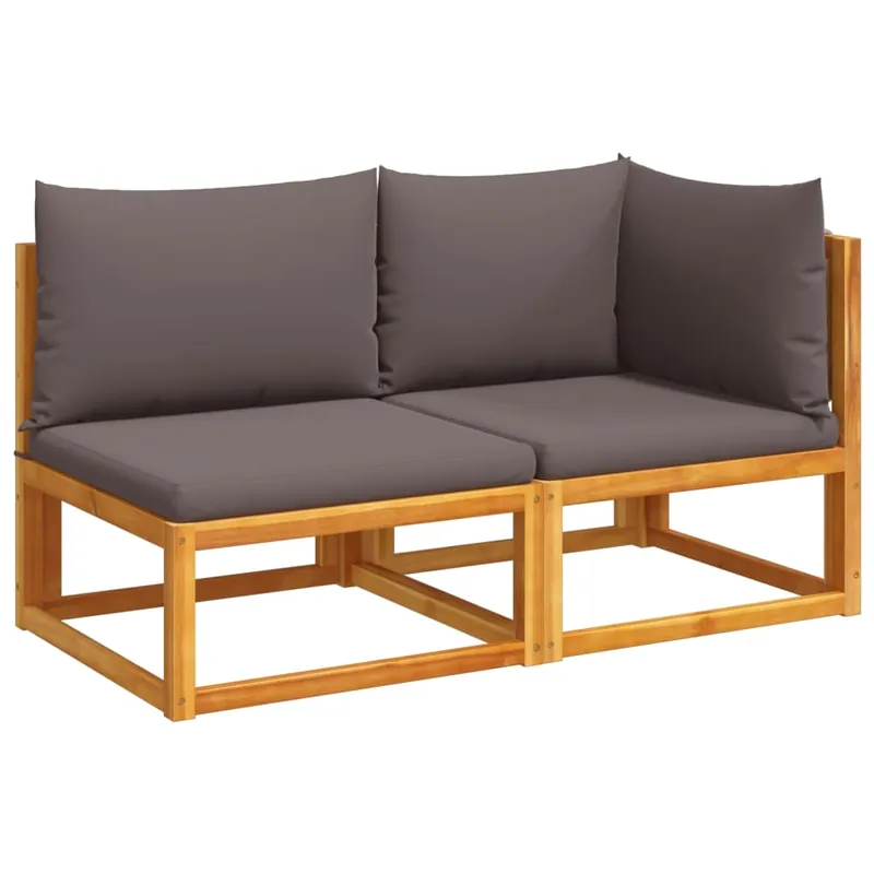 vidaXL Sofá de jardín con cojines de 2 plazas de madera de acacia y cuerda - Sofás sillones puffs