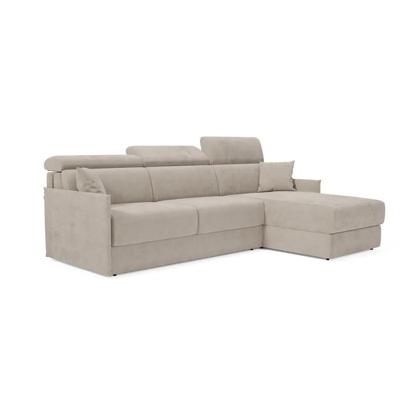 Miryam sofá cama esquinero con reposacabezas reclinables en tejido antimanchas T31 232 cm Derecho amarillo - Sofás sillones puffs